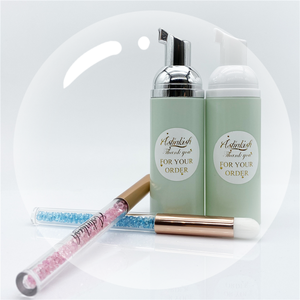 Marque privée Vente en gros Ensemble de mousse nettoyante pour extensions de <span class=keywords><strong>cils</strong></span> Shampooing moussant pour <span class=keywords><strong>cils</strong></span> parfumé à la pomme en bouteille verte Forme liquide - Product Image 1