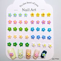 Meilleures ventes d'été : Breloques pour ongles en résine, motifs fleurs à cinq pétales colorées, dos plat, mélange de styles frais, minimalistes et Instagram, polyvalentes