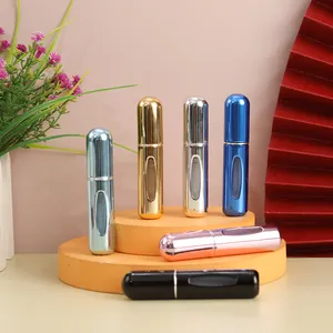 Portable 5ml Aluminum Travel Perfume Cosmetic Bottles Pump Sprayer Head Sub-Bottle Plastic Lid Lipstick Screen Printing