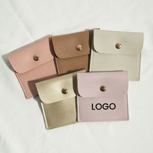 Pochette d'emballage pour bijoux en cuir personnalisée, sac anti-poussière avec logo, petit sac à bijoux en PU pour boucles d'oreilles, bagues, bracelets, colliers - Product Image 4