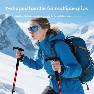 Bastón <span class=keywords><strong>de</strong></span> Senderismo <span class=keywords><strong>de</strong></span> Aluminio y <span class=keywords><strong>Madera</strong></span> con Mango Ajustable <span class=keywords><strong>de</strong></span> 3 Secciones, Longitud <span class=keywords><strong>de</strong></span> 63-135 cm, Bloqueo Exterior, Hebilla Metálica, Resistente y Estable - Product Image 6