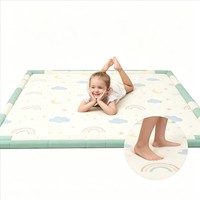 Tapis de jeu pour bébé en velours corail imprimé arc-en-ciel, épais, écologique, antidérapant, absorbant les chocs, anti-collision, pour la maison