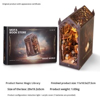 Kit miniature de niche à livres en bois DIY, échelle 1:32, insert pour maison de poupée, lumières LED, ensemble de construction artisanal, pour les 10 ans et plus, éducatif, fabriqué en Chine