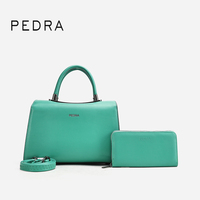 Conjunto de Bolso de Mano PEDRA de Cuero PU Multicolor con Cartera a Juego y Correa de Hombro Desmontable para Uso Diario