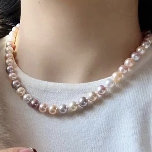"925 Sterling <b>Silver</b> Gold <b>Pearl</b> Pendant <b>Necklace</b> 11-12mm Round Natural Strong Light Versatile Micro Flaws" - Product Image 5