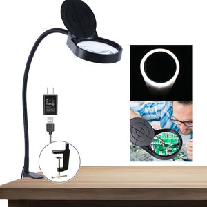 Loupe avec lumière et pince, lampe de bureau LED, loupe de table éclairée mains libres pour l'artisanat, la peinture et la couture. - Product Image 1