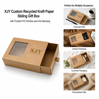 Boîte cadeau coulissante en papier kraft recyclé personnalisée XJY avec fenêtre en PVC givré et estampage à chaud