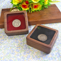 Boîte en bois massif de noyer sculptée pour pièces commémoratives de dix centimètres, coins arrondis, pour pièces d'argent, de dollar, de or et de cuivre