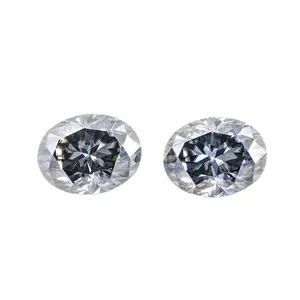 Özel takı elmas mozanit gevşek taşlar fabrika yumurta şekli 8x10mm koyu mavi oval moissanite