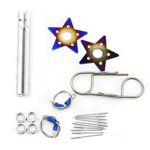 Auso-Racing Star Shaped Oil Cap <b>Engine</b> <b>Hood</b> Lock Set For Car Modification With Blue Coating - Product Image 2