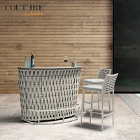 COUTURE Jardin Mobilier de jardin extérieur en osier, facile à nettoyer, imperméable, tabouret haut, chaise de jardin, chaise de bar de loisirs