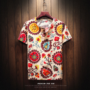 T-shirt da uomo in cotone e lino a maniche corte, tessuto sottile estivo, abbigliamento tradizionale cinese, t-shirt retrò da uomo - Product Image 4