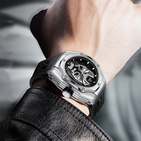 Reloj Mecánico de Acero Inoxidable de 41 mm para Hombre, Diseño de Esqueleto, Cristal de Zafiro, Movimiento Automático Japonés, Caja Tonneau, de Fábrica OEM