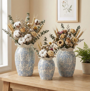 <span class=keywords><strong>Vaso</strong></span> in Ceramica con Motivo Floreale Blu e Bianco, Dipinto a Mano, <span class=keywords><strong>Vaso</strong></span> in Porcellana per Fiori, Decorazione per la Casa, Prezzo all'Ingrosso - Product Image 2