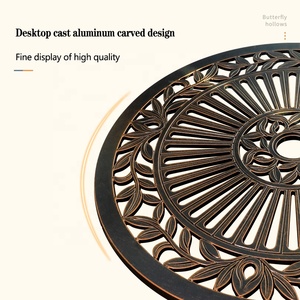 थोक फैक्टरी मूल्य आधुनिक उच्च गुणवत्ता आउटडोर गार्डन आँगन एल्यूमीनियम फर्नीचर सेट रेट्रो गोल बालकनी टेबल और कुर्सी - Product Image 5