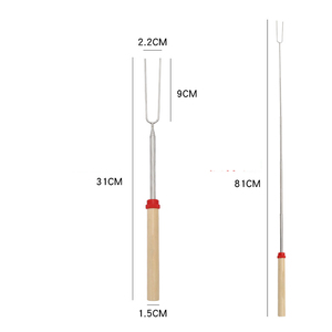 Outdoor Camping Grillen Rvs Bbq Vlees Spies Telescopische Uitschuifbare Barbecue Vork Met Houten Handvat - Product Image 2