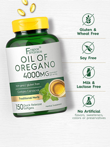 Suplemento de aceite de orégano personalizado debido a sus propiedades diuréticas que apoyan el sistema inmunológico Aceite de orégano Softgels 150 Softgels - Product Image 4