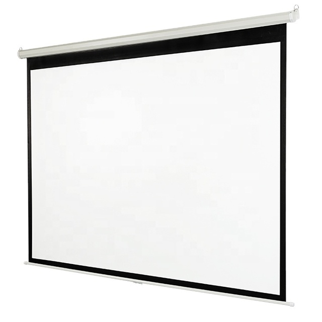 BNT Manual Ceiling Mount Projection Projector Screen With Self Locking 100 Inch