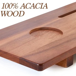 Bandeja de madera para bañera, rectangular, de madera maciza, con portavasos, para relajarse en el baño - Product Image 4