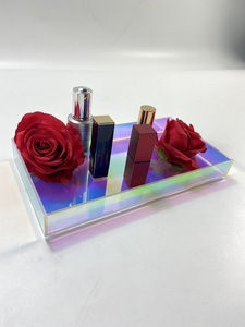 Chinaplas Clear Non Slip Chic Iridescent Acrylic Storage Tray for <b>Vanity</b> Bathroom Countertop Organization - Product Image 1