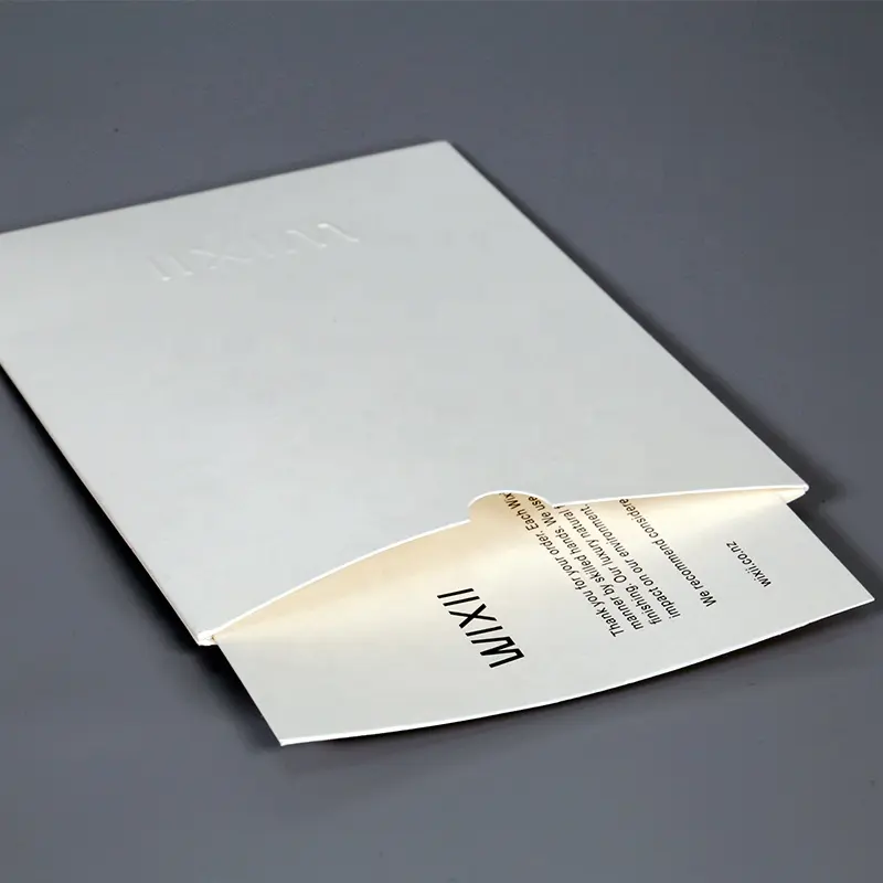 Sobres de papel artístico blanco mate con Logo en relieve, personalizado, con tarjeta de agradecimiento, marca de moda