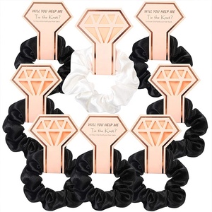 Haaraccessoires voor dames, elastische scrunchies van imitatie zijde satijn, met kaartverpakking - Product Image 6