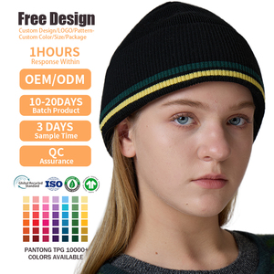Gorro de Punto con Puño y Logotipo Personalizado para Niños, Gorro de Invierno de Lana con Rayas Retro para Niños y Niñas - Product Image 2