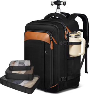 Sac à dos convertible <span class=keywords><strong>2</strong></span> en 1 à roulettes pour <span class=keywords><strong>voyage</strong></span> et loisirs, avec port de charge USB, imperméable, fermeture éclair et poignée télescopique - Product Image 2