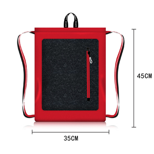 Felt Accent <b>Drawstring</b> <b>Bag</b> Zippered Security Pocket Bicolor Design Cinch Durable Running Cycling School <b>Bag</b> - Product Image 2