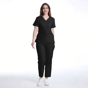 Combinaison de travail de haute qualité à col en V et manches courtes pour femmes, uniforme d'infirmière et de médecin pour clinique et institut de beauté - Product Image 1