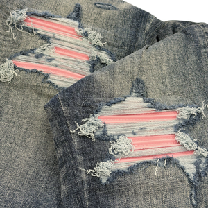 Jeans Hip Hop Y2K di Tendenza, Vestibilità Regolare, Denim Resistente, Patch in PU Rosa, Effetto Vissuto, Color Block, Abbigliamento Streetwear da <span class=keywords><strong>Uomo</strong></span> - Product Image 4