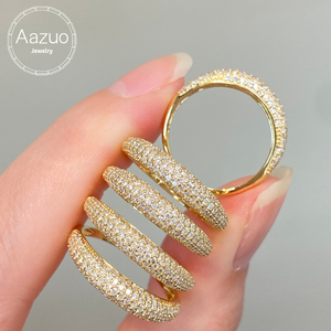 Aazuo – bijoux Vintage en or jaune massif 18 carats, bagues en diamants naturels à taille brillante, 0,50 ct, bague à lignes tendance, cadeau pour femme - Product Image 1