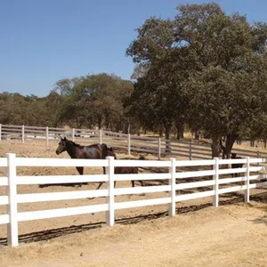 Clôture de ferme et cheval en PVC de haute qualité, 4 tailles 6x8 pieds, à 3 Rails, de couleur blanche naturelle