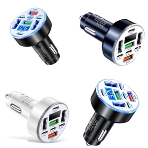 อะแดปเตอร์ชาร์จในรถยนต์ USB C พร้อมจอแสดงผลแรงดันไฟฟ้า ชาร์จเร็วพิเศษหลายพอร์ตสำหรับหัวเว่ย วันพลัส ออปโป้ วีโว่ เสี่ยวมี่ ซัมซุง ไอโฟน - Product Image 1