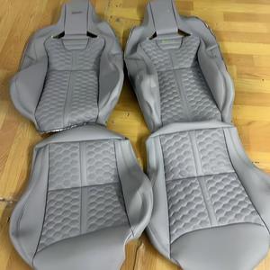 ที่หุ้มเบาะนั่งสำหรับ Porsche 911 / 718 weissach เบาะ GT3ปักด้วยหนังสีเทา - Product Image 5