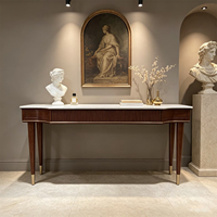 Meubles de maison modernes, meubles de salon, meubles d'hôtel, meubles d'appartement, tables consoles courbées en bois avec plateau en marbre blanc