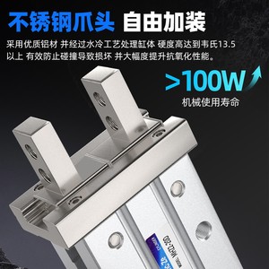 Cylindre pneumatique à commande au doigt Qinc.Ze MHZ2 20D, corps en aluminium, type standard pour bras robotique - Product Image 3