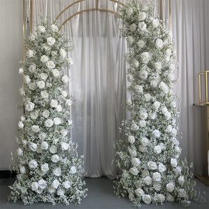 Cuerno de arco de boda blanco IFG con flor rosa y aliento de bebé para decoración de fondo - Product Image 2