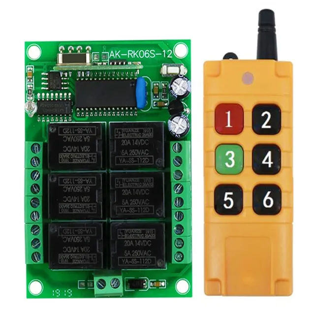 Industrial 2000m DC12V 6CH Wireless Remote Control LED Light Switch Relay Output Radio RF Transmitter & 315/433 MHz Receiver....