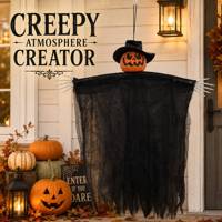 SIPKLR Citrouille fantôme suspendue pour Halloween, 120 cm/47 po, décoration squelette en maille effrayante pour maison hantée, jardin, fête, fournitures