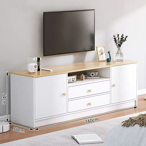 Meuble TV moderne et écologique en bois couleur noyer, console multimédia durable avec 2 tiroirs de rangement, design peu encombrant pour salon - Product Image 2