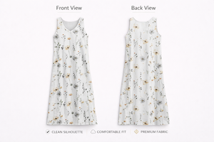 Robe midi sans manches à imprimé floral pour <span class=keywords><strong>femme</strong></span>, col en V, décontractée, pour l'été, pour les vacances, à porter au quotidien, logo personnalisé, fabrication OEM - Product Image 2