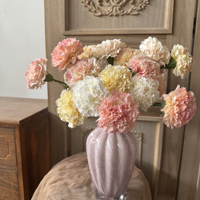 Guerlande artificielle simple tige de carnations roses décoratives en plastique et soie pour la Fête des Mères, les mariages, les arrangements floraux extérieurs et la photographie