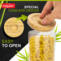 Ensemble de bocaux en verre PYGLASS pour aliments avec couvercle en bambou, emballage cadeau, hermétique, en verre borosilicate de haute qualité, pour pâtes et céréales