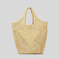 Sac fourre-tout en paille de raphia à lettres creuses personnalisées avec logo de marque 2024, sac à main de plage en papier tendance pour femmes