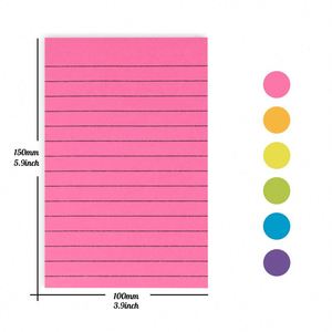 Paquete de 6 Blocs de Notas Adhesivas de Colores Brillantes de 4x6, 50 Hojas por Paquete con Forro para Uso en Oficina y Escuela, 6 Opciones de Colores - Product Image 2