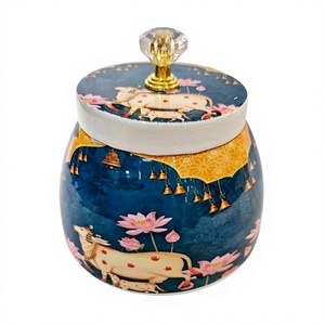 Contenants de rangement pour épices en métal, ronds, bleus, design cartoon, couvercles hermétiques, empilables, ensemble de conservation des aliments pour la cuisine - Product Image 2