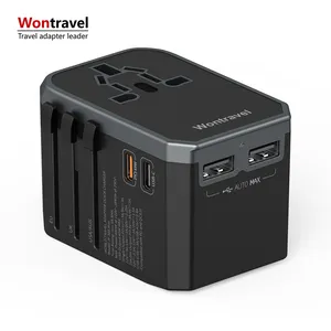 高质量通用旅行适配器，带PD 45W 4端口45W USB-C PD旅行适配器，用于手机