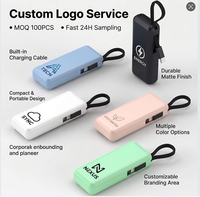 Batterie externe portable mini 5000 mAh avec câble intégré, charge sans fil, utilisation en extérieur, charge rapide USB Type-C