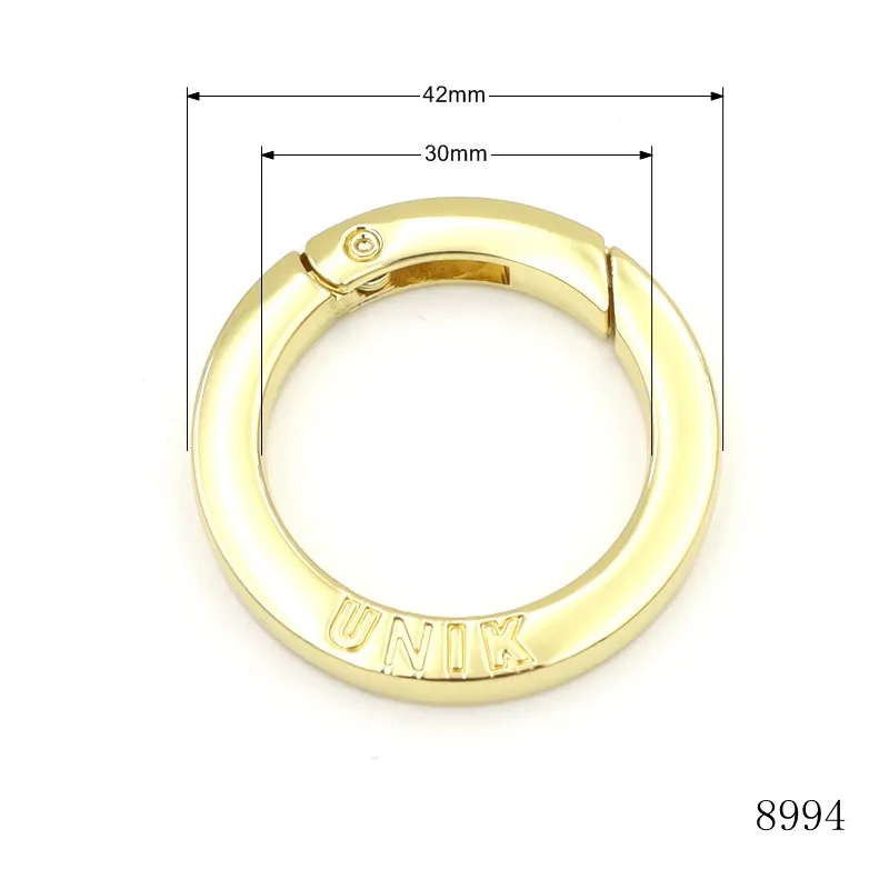 Manufacturer Quality Metal Flat Clasp Custom Engraved Logo Metal Spring O Ring for Handbag